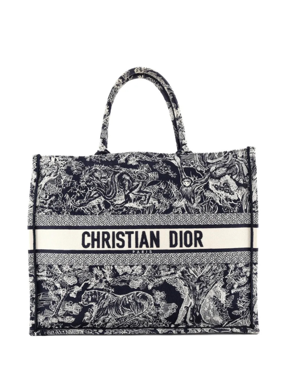 Christian Dior Pre-Owned Book Embroidered Canvas Large tote bag - Blue | Farfetch Global