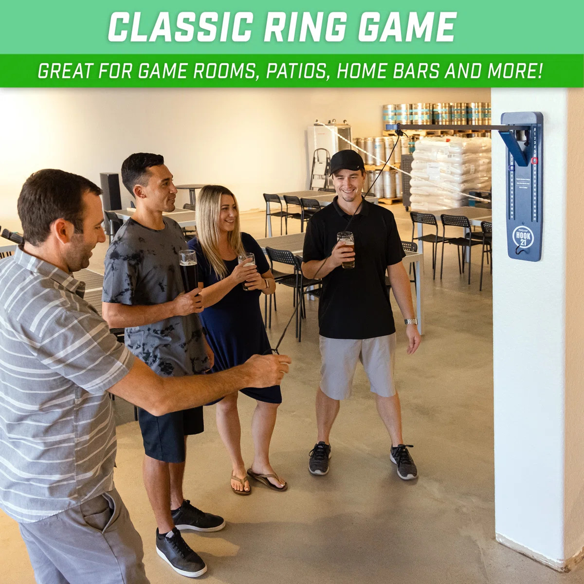 GoSports Hook21 Ring Swing Game - Indoor or Outdoor Ring Toss Game with Foldable Arm | Wayfair North America