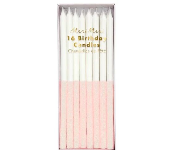 Meri Meri Pale Pink Glitter Dipped Candles | Etsy (US)