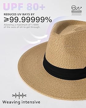 FURTALK Womens Mens Wide Brim Straw Panama Hat Fedora Summer Beach Sun Hats UPF Straw Hat for Wom... | Amazon (US)