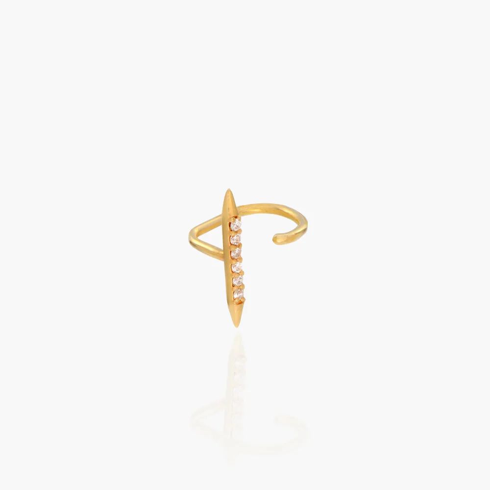 Open Cartilage Earring with Diamonds Bar- 14k Solid Gold | Oak & Luna (US)