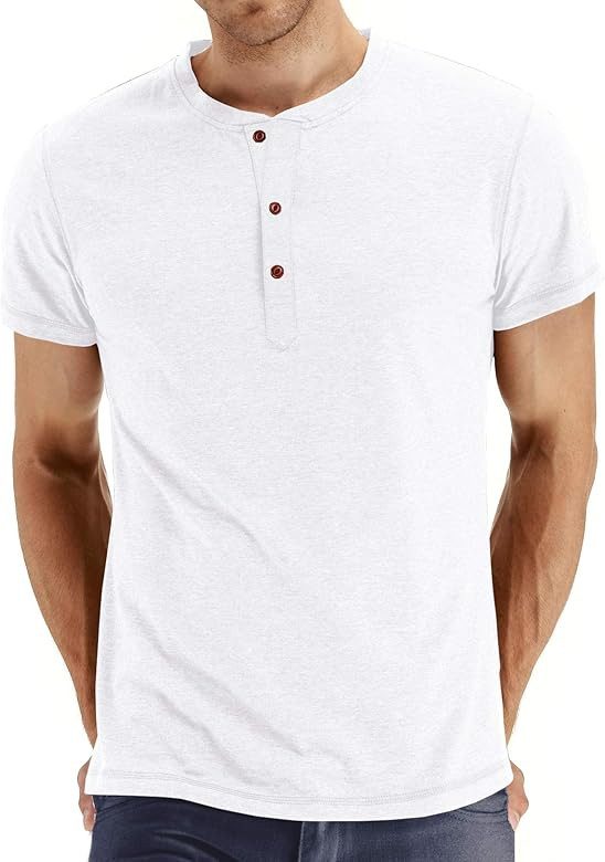 NITAGUT Mens Fashion Casual Front Placket Basic Long/Short Sleeve Henley T-Shirts | Amazon (US)