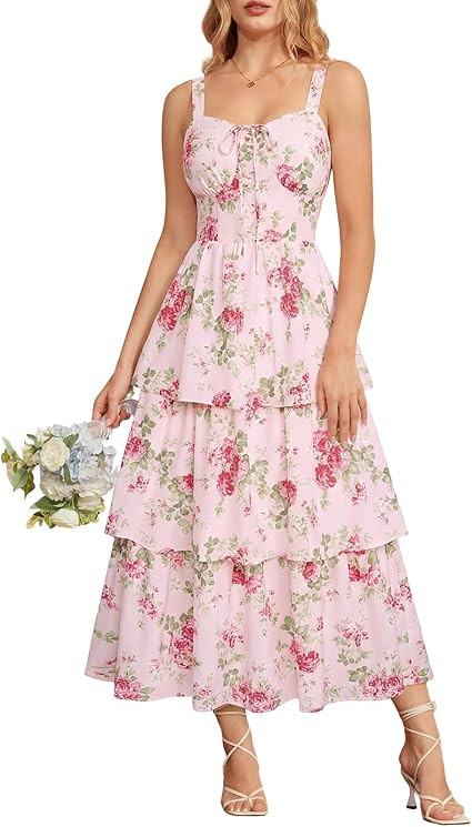 Scarlet Darkness Milkmaid Corset Dress for Women Summer Wedding Guest Dresses Cocktail Floral Sun... | Amazon (US)