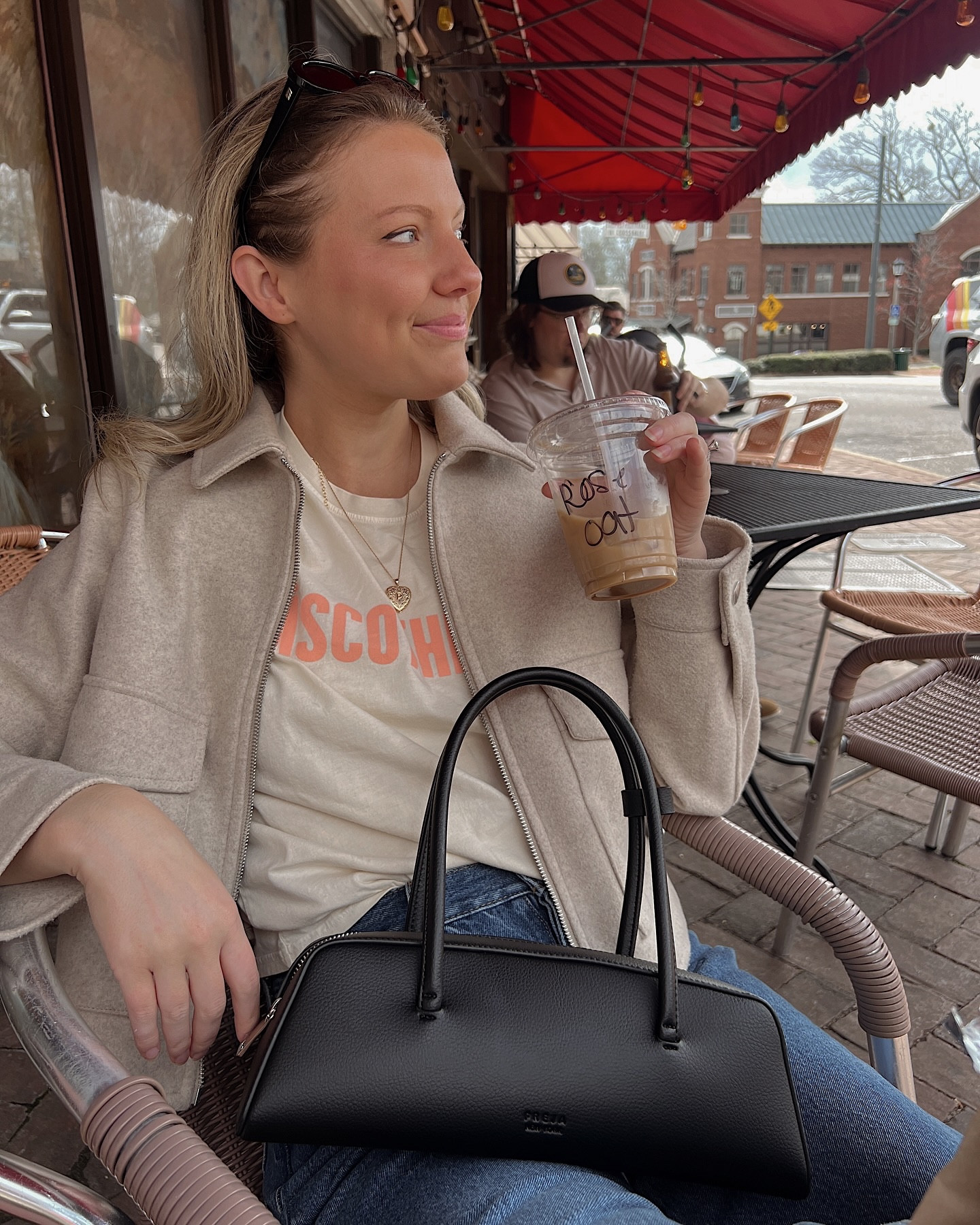 Café mornings with @frejanyc👜Shop the baguette bag I’ve been loving lately in the @shop.ltk app!🥖

#frejanyc #frenchgirlstyle #sundayfunday☀️ #parisianchic #parisianvibes