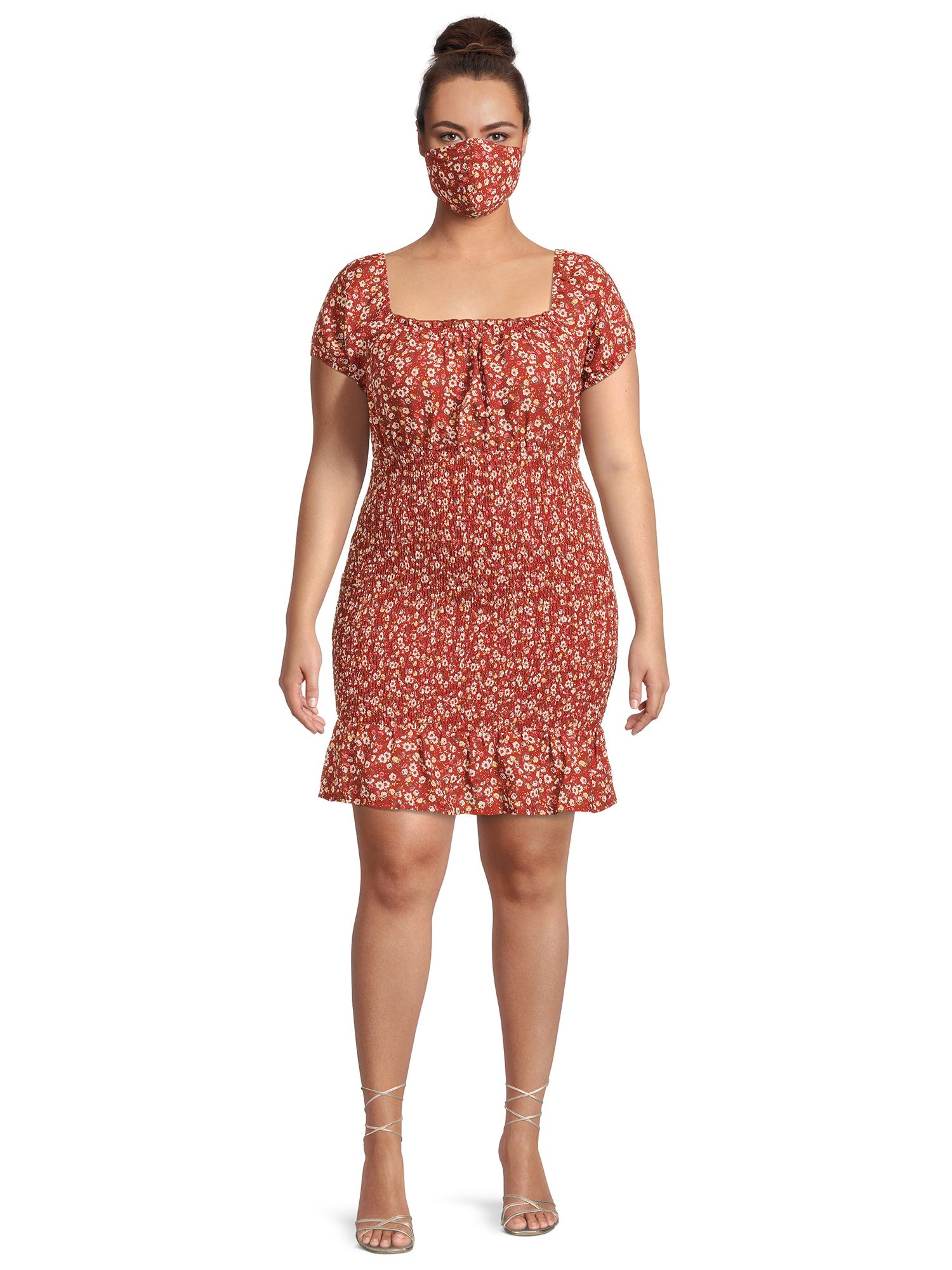 No Boundaries Juniors' Plus Size Printed Smocked Skirt Set, 2-Piece | Walmart (US)