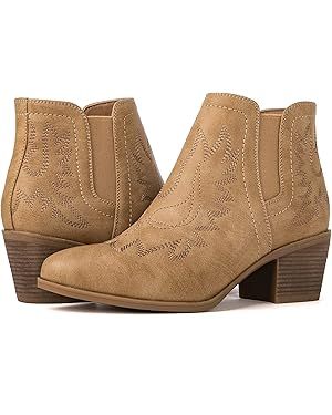 GLOBALWIN Women's Pull On Ankle Boots The Western Cowboy Cowgirl Boots | Amazon (US)