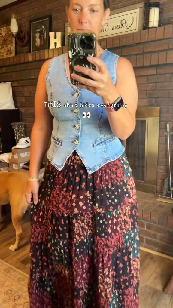 Effortless style starts with timeless staples. 🤍 This flowy boho maxi skirt is the statement piece your wardrobe has been missing. Paired with a stretchy denim vest and my favorite Project Cloud wedge sandals, it’s the perfect everyday outfit that transitions beautifully from summer vacations and brunch dates to crisp fall days with a cozy cardigan or denim jacket.

Everything is linked in my LTK so you can recreate the entire look! #MidsizeFashion #Over40Fashion #MaxiSkirtOutfit #BohoStyle #SummerToFallStyle

#LTKOver40 #LTKMidsize #LTKU