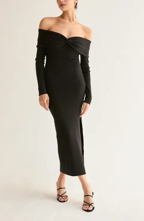 CRESCENT Off Shoulder Sweater Dress in Black at Nordstrom, Size X-Large | Nordstrom