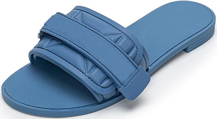 Women's Flat Sandals Adjustable Straps 2025 Summer Dressy Slippers Non Slip Comfortable Leather S... | Amazon (US)