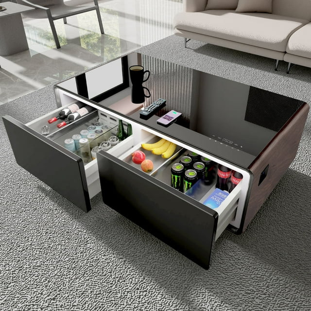 Livtab Smart Coffee Table with Built in Fridge, Bluetooth Speakers, Wireless Charging, Outlets, R... | Walmart (US)