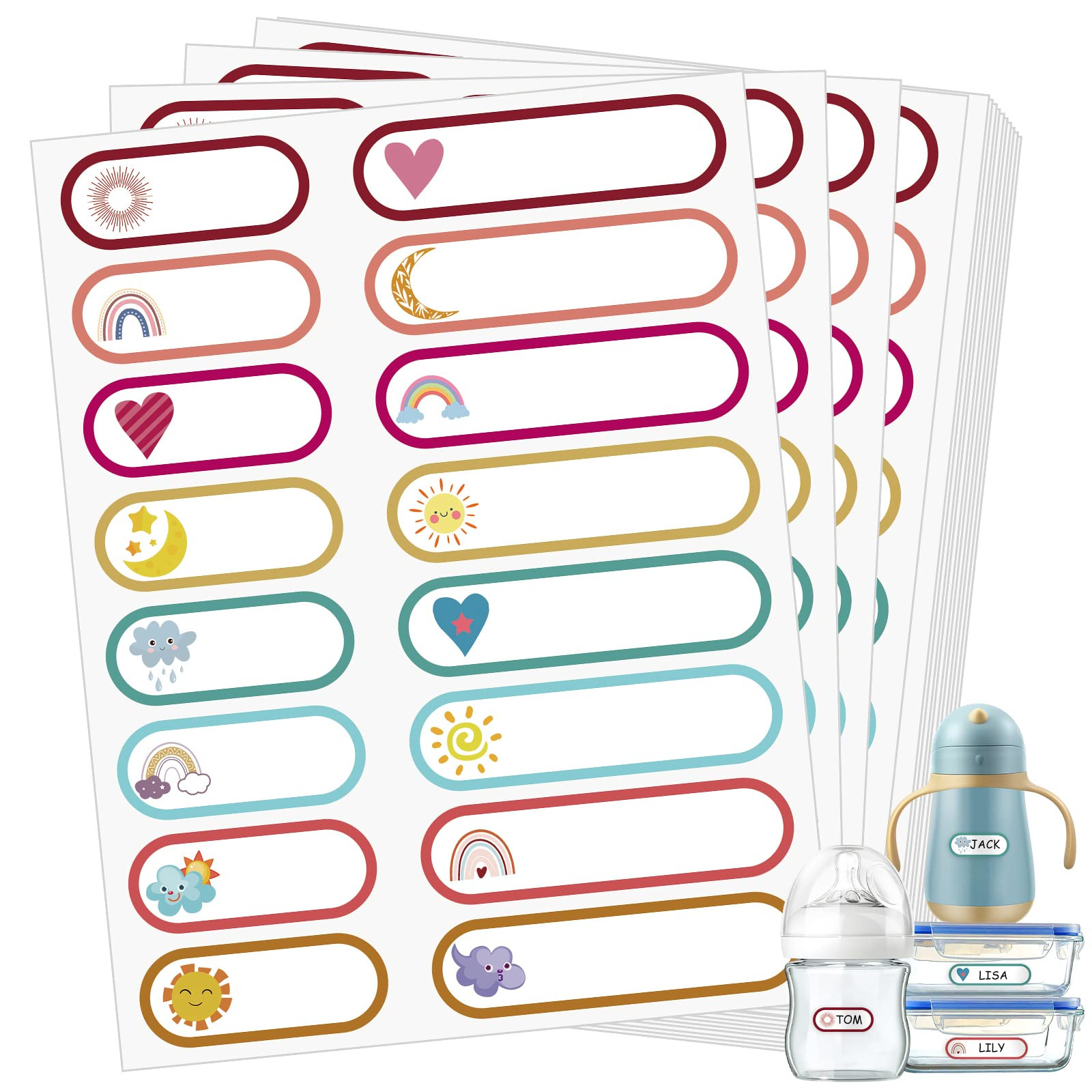 480 Pcs Baby Bottle Labels for Daycare Essentials, Waterproof Labels for Bottles, Self-Laminating... | Amazon (US)