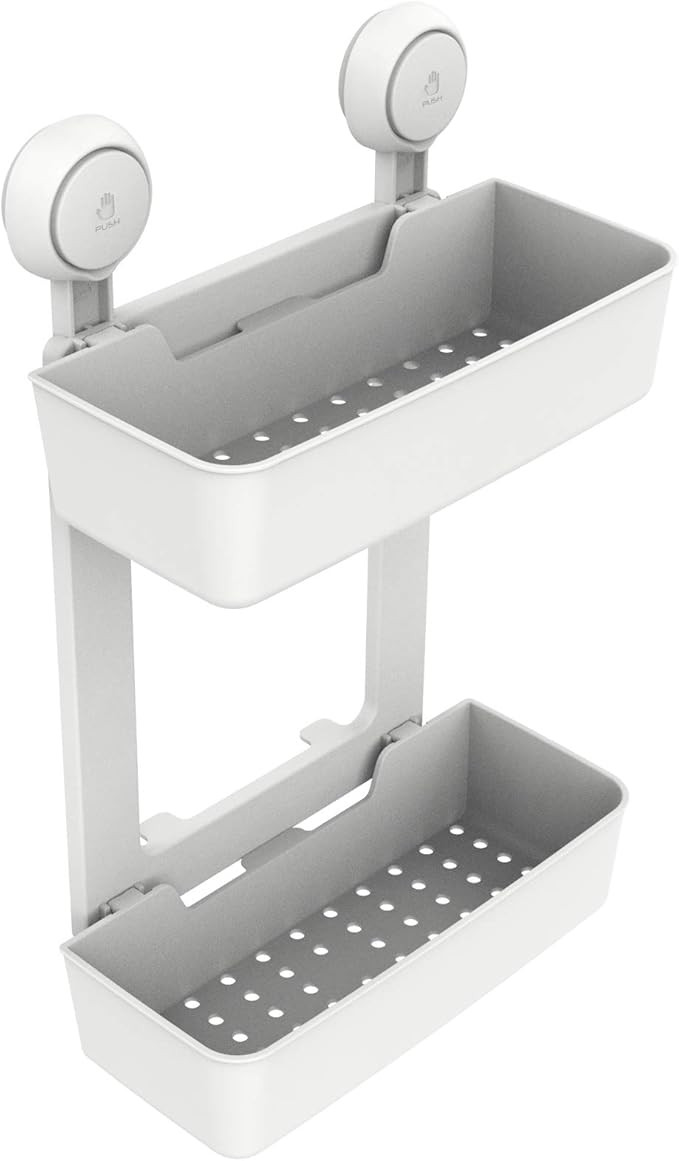 LeverLoc White-2 Tier Shower Caddy, Suction Cup Mounted, Removable & Reusable, Waterproof & Oil-P... | Amazon (US)