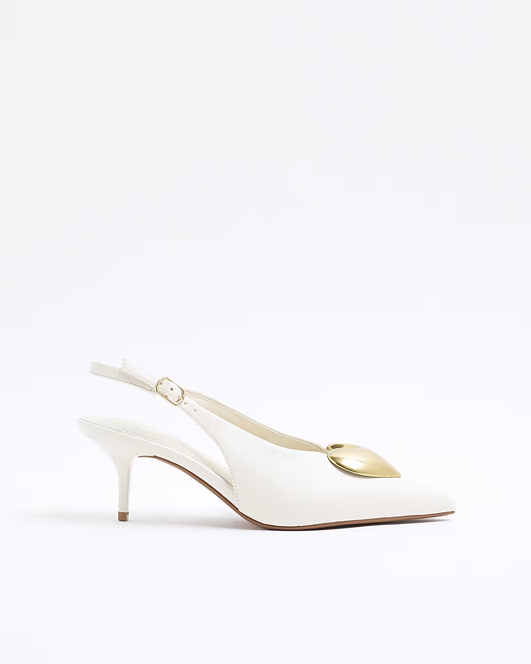 White Heart Sling Back Heeled Court Shoes | River Island UK & IE
