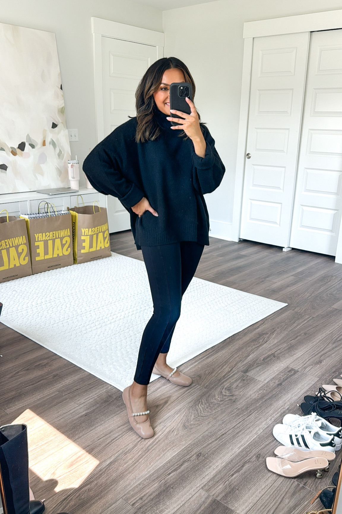 Black oversized sweater size XS TTS Black leggings size small petite TTS Black boots size 5.5 TTS 

#LTKStyleTip #LTKxNSale #LTKFindsUnder50