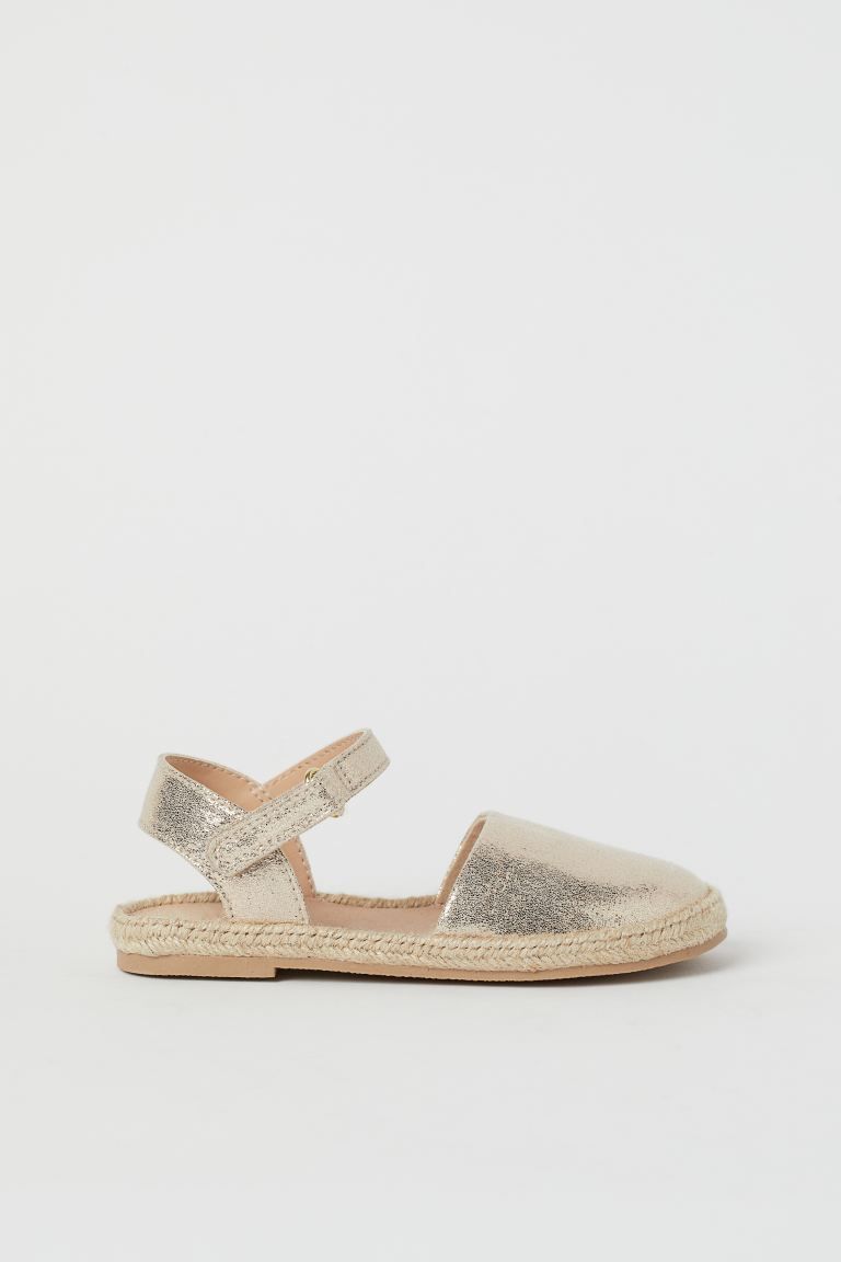 Sandals in faux leather with braided jute trim around soles. Adjustable ankle strap with hook-loo... | H&M (US + CA)