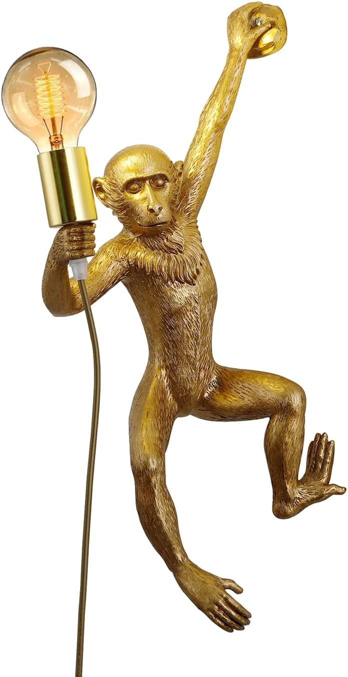 Plug in Wall Sconces, Resin Monkey Wall lamp, 21.65 x 11.81 Inch On Off Switch, Vintage Industria... | Amazon (US)