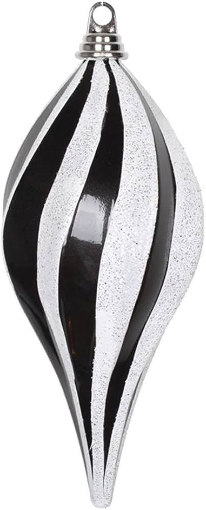 Vickerman 12'' Black and White Glitter Swirl Drop Christmas Ornament. | Amazon (US)