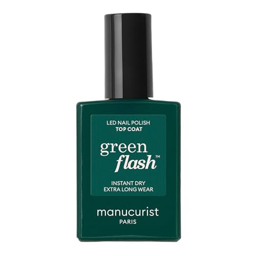 Manucurist - Green Flash Top Coat - Vegan LED Gel Nail Polish Top Coat - Lasts up to 10 Days - 12-Free - Plant-Based Ingredients - Made in France - 0.5 fl oz | Amazon (US)