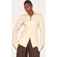 Butter Yellow Woven Fitted Shirt | PrettyLittleThing US