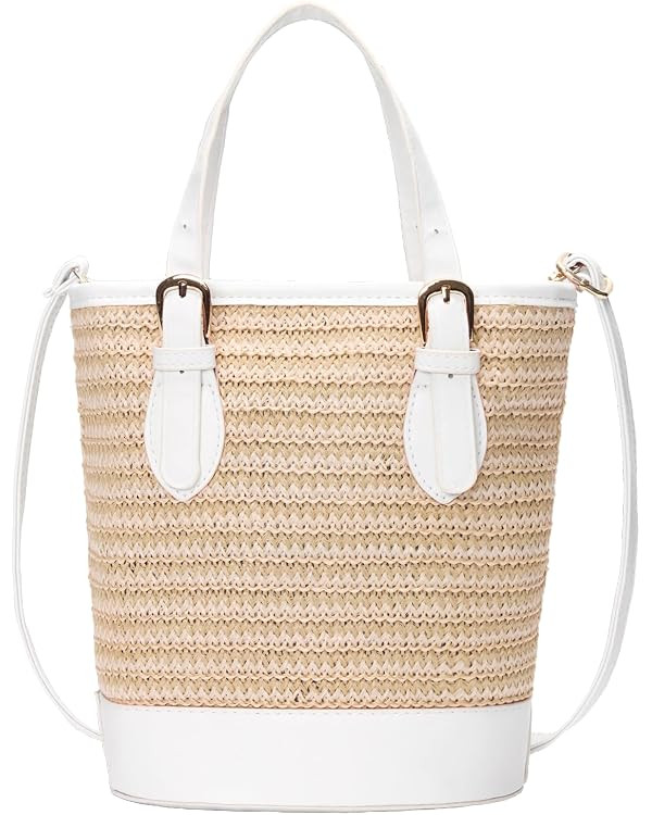 Women's Straw Crossbody Bag - Handwoven Summer Beach Purse with Top Handle, Bohemian Shoulder Tot... | Amazon (US)