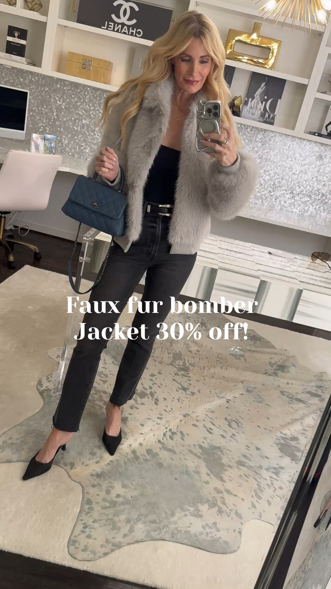 This is such a chic date night / girls’ night out outfit 🖤 I’m wearing a super soft gray faux fur bomber jacket that’s currently 30% off, layered over a simple black bodysuit for an easy, polished vibe. I styled it with my top-selling Mother Hustler Ankle Jeans (the high waist + ankle length is so flattering), plus the comfiest Steve Madden mesh kitten heels and my favorite belt to pull it all together. I’m wearing an XS in the faux fur bomber jacket and it fits TTS.

#LTKStyle #LTKFindsUnder100 #LTKDateNight #LTKNightOut #FauxFurJacket #BomberJacket #MotherDenim #HustlerAnkle #KittenHeels #SteveMadden #Bodysuit #GirlsNightOut #Over40Style #Over50Style 

 

#LTKSaleAlert #LTKSeasonal #LTKOver40 #LTKSaleAlert