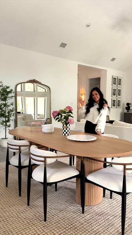 Dining room makeover 

My dining room table is 96 inches long  
Rug is 8x10

Use code “March”to get 20% off my rug!