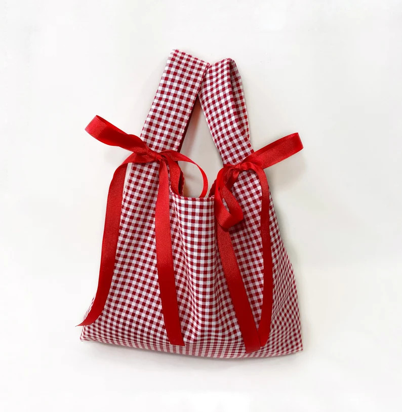 Small Red Plaid Bag Shopping Bag Reusable Shopping Bag - Etsy | Etsy (US)