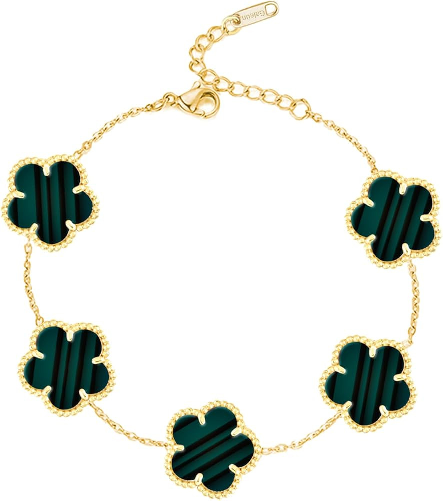 18K Gold Plated Clover Bracelet |Adjustable Bracelets| Lucky Flower Cute Link Bracelets Jewelry G... | Amazon (US)