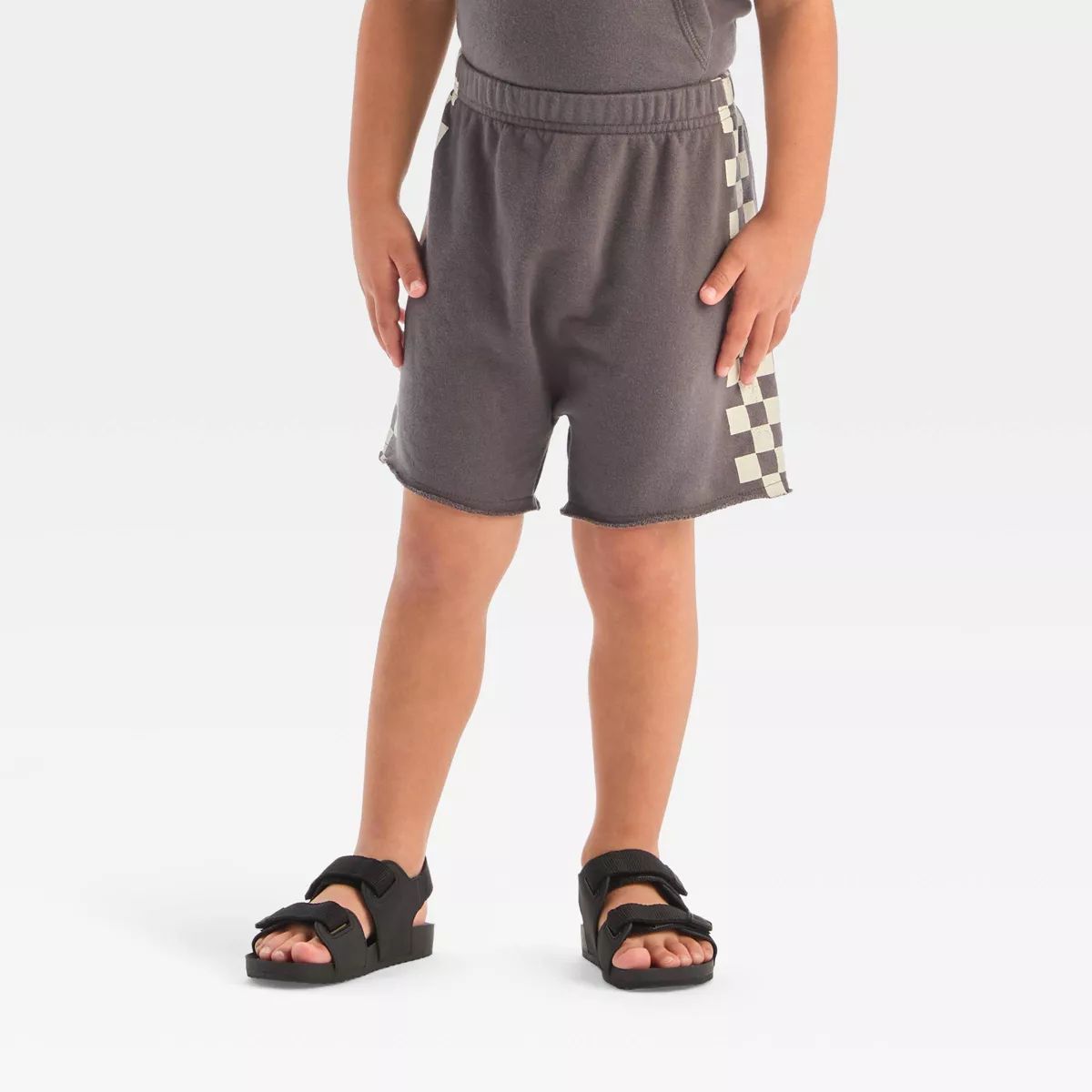 Grayson Mini Toddler Boys' French Terry Checkered Shorts - Gray 12M | Target
