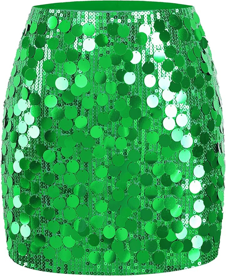 MANER Women's Sequin Skirt Sparkle Stretchy Bodycon Mini Skirts Night Out Party | Amazon (US)