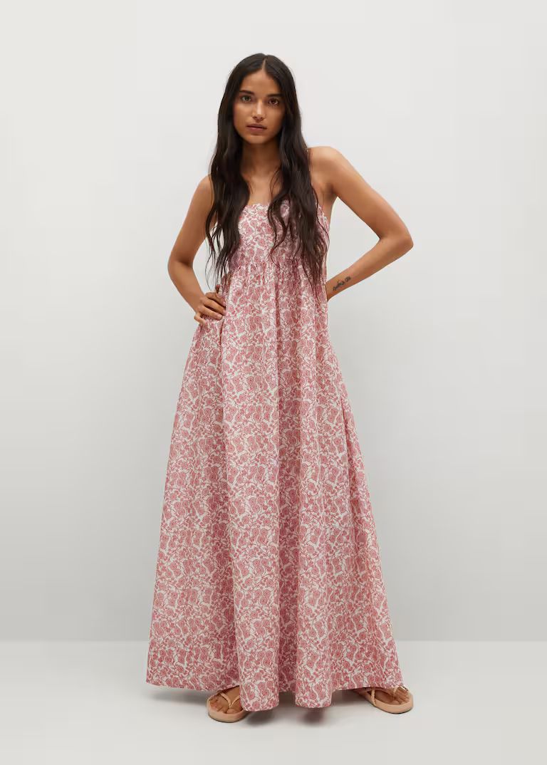 Maxi dress with back slit -  Women | Mango USA | MANGO (US)