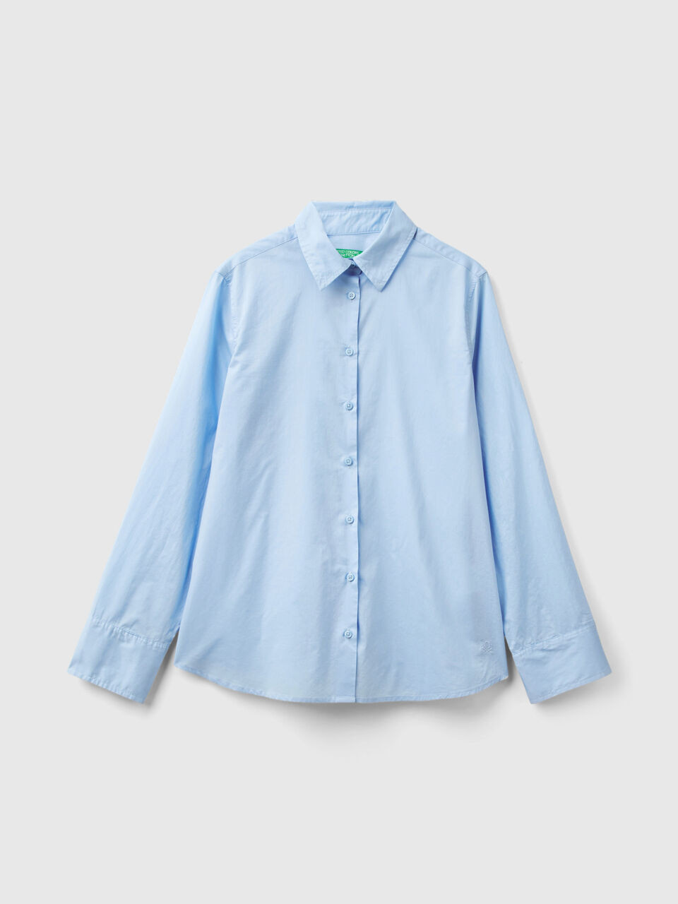 Camicia regular fit in cotone leggero Verde Militare Donna  | Benetton | Benetton (EU)