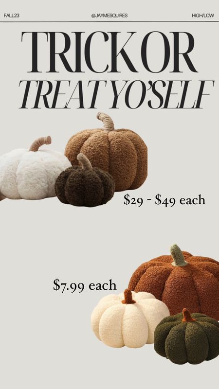 Fall finds at high and low prices! These pumpkin pillows from Pottery Barn & Walmart are both adorable! 

#LTKSeasonal #LTKFind #LTKSale