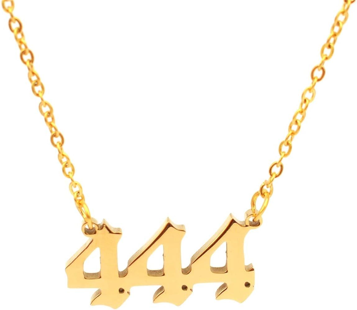 HUTINICE Angel Number Necklace For Women, 18K Gold Plated Dainty 111 222 333 444 555 666 777 888 999 Pendants Choker Chain Numerology Jewelry Birthday Gift | Amazon (US)