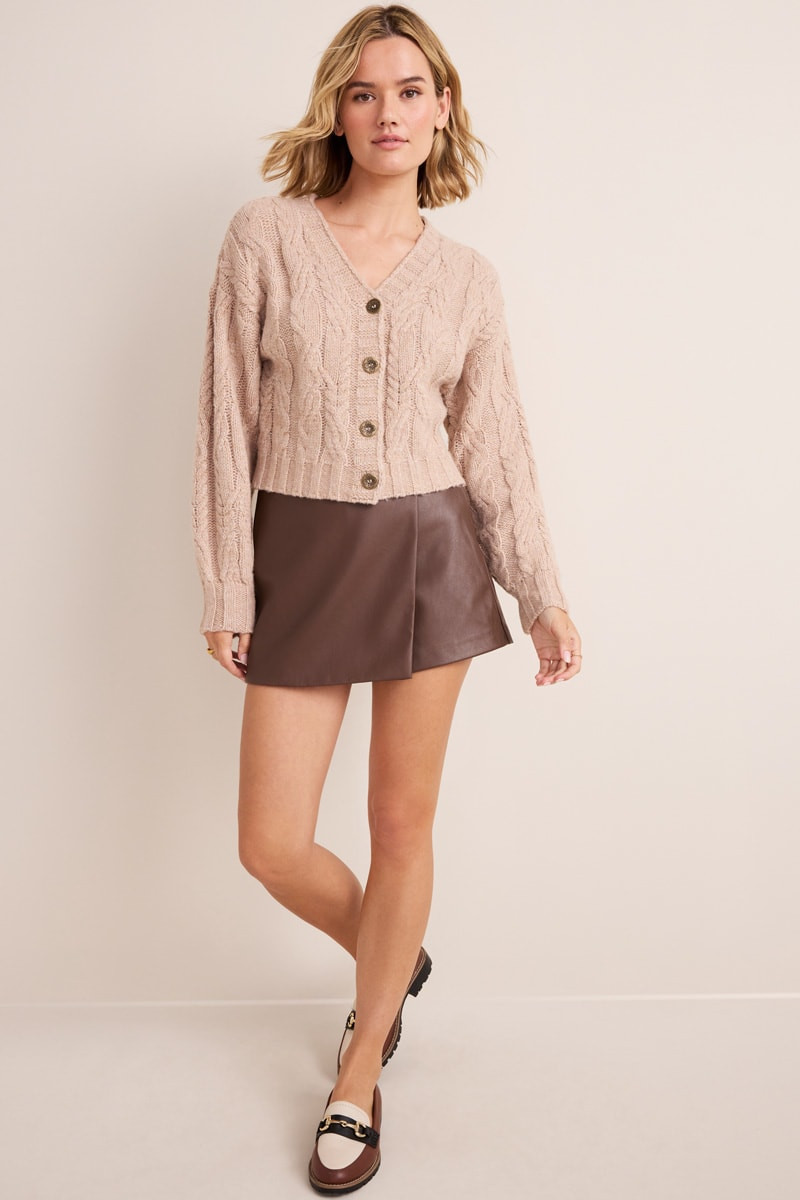 Sara Cable Knit Front Button Cardigan | Francesca's