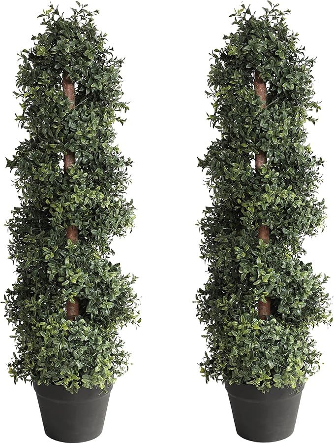 Lifelike 3ft Artificial Greenery Boxwood Double Pond Topiary Tree Indoor&Outdoor use for Home，G... | Amazon (US)