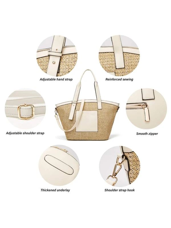 Contrast Binding Straw Bag, Mothers Day Gift For Mom | SHEIN