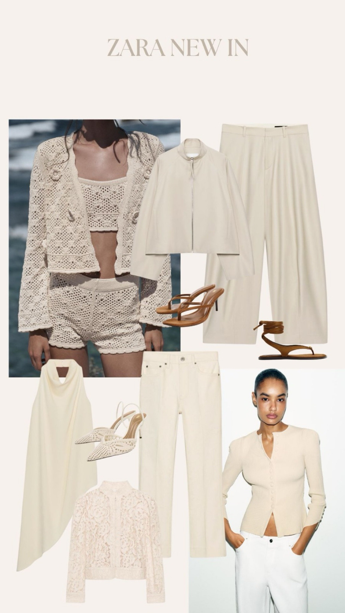 Zara New In 🤍

Cream Capsule Wardrobe, Neutral Summer Outfits, White Wide Leg Trousers, Cream Crochet Coord, Minimal Occasionwear, Satin Halter Dress, Lace Blouse Styling, Brown Heeled Sandals, Chic Neutral Styling

#LTKspring #LTKuk #LTKsummer