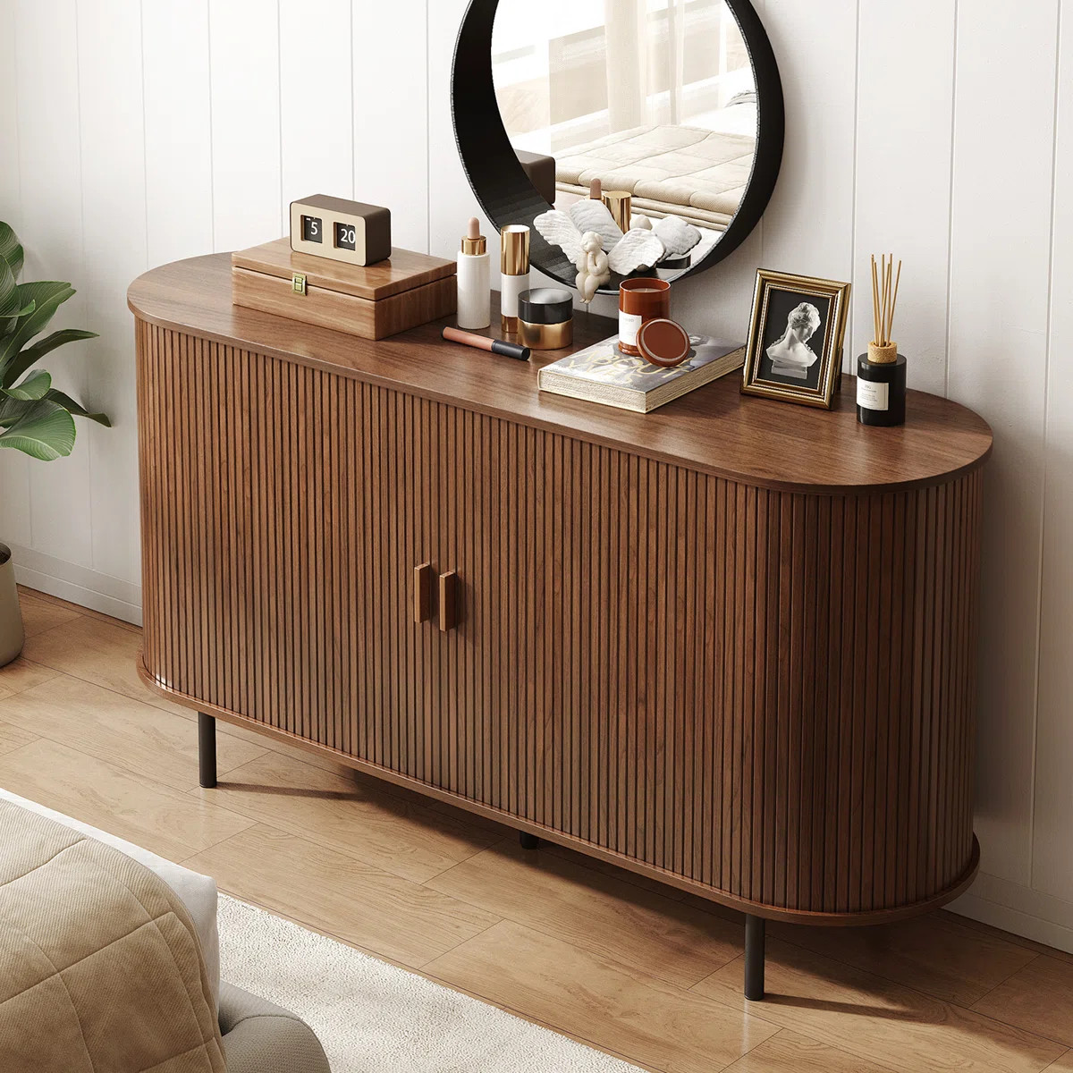 55'' Sideboard Storage Cabinet With Doors And Shelves - Credenza Storage Cabinet For Office, Bedroom Storage Cabinet, Hallway Storage Cabinet, Console Storage Cabinet | Wayfair North America