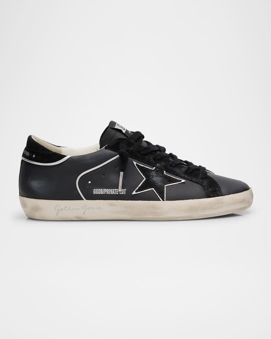 Golden Goose Super-Star Mixed Leather Low-Top Sneakers with Metallic Piping | Neiman Marcus