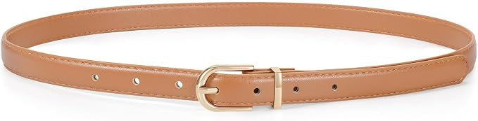 JASGOOD Womens Skinny Leather Belt Ladies Thin Faux Leather Belt with Gold/Silver Buckle for Jean... | Amazon (US)