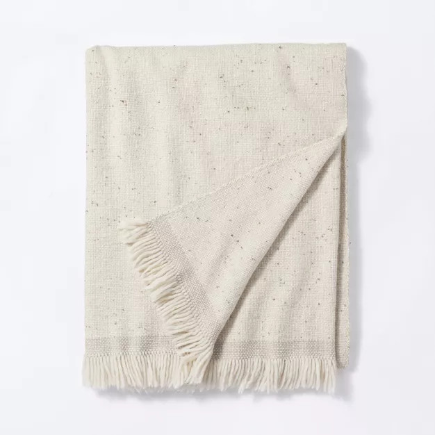 Woven Striped Border Nep Throw Blanket with Fringes - Threshold™ designed with Studio McGee | Target