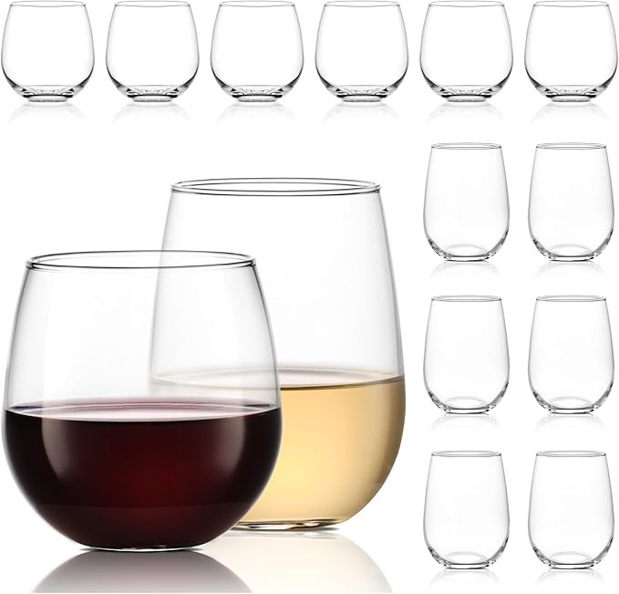 Libbey Stemless Wine Glasses Set of 12, Dishwasher Safe Set Of Wine Glasses, Perfect for Cocktail... | Amazon (US)