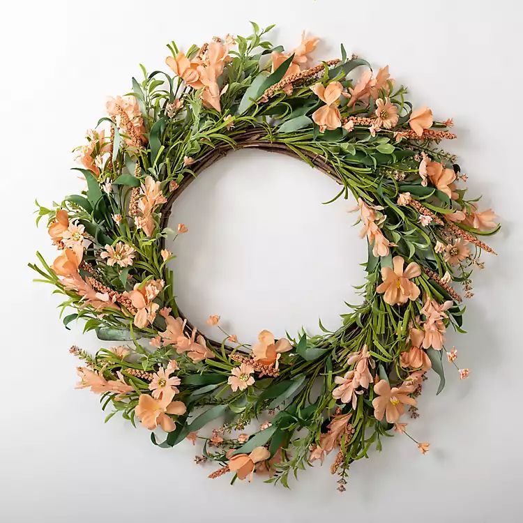 Peach Wildflowers Spiral Wreath | Kirkland's Home