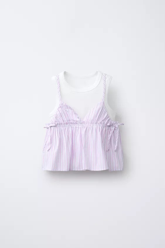 STRIPED TOP WITH RIB T-SHIRT | Zara US