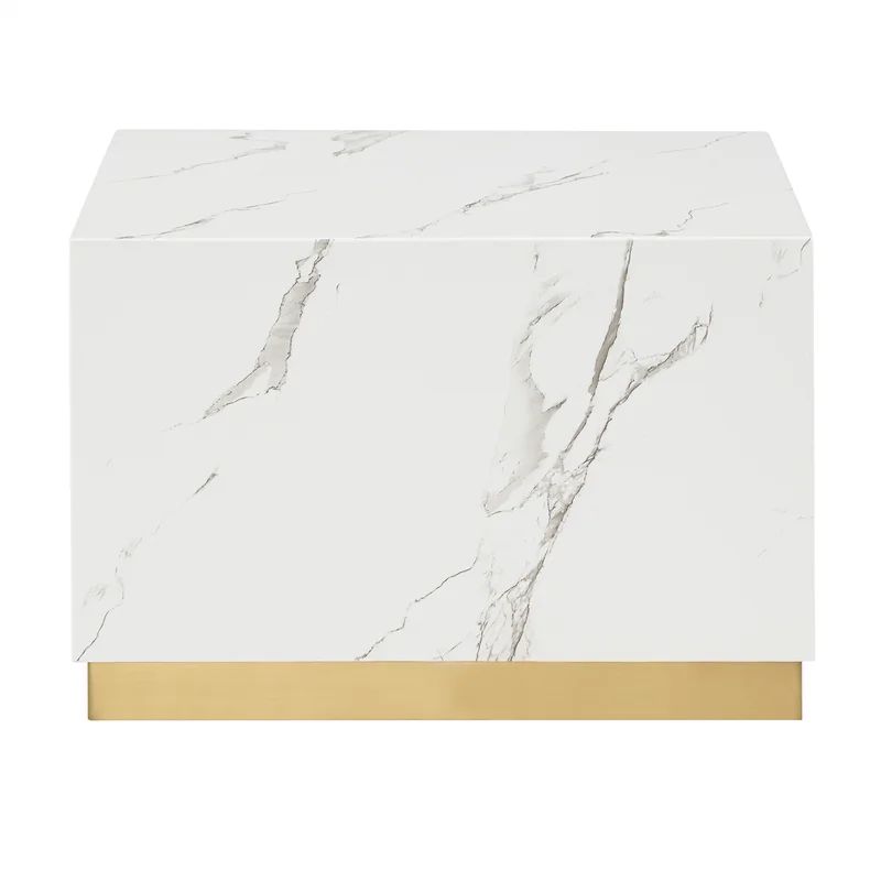 Roman Faux Marble Square Table With Casters | Wayfair North America