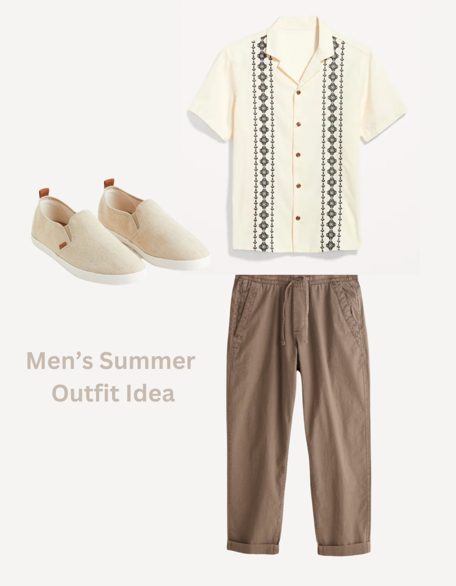 Wedding guest, beach wedding guest, old navy mens button down, brown pants, neutral outfit inspo, resort wear 

#LTKmens #LTKfamily #LTKSeasonal