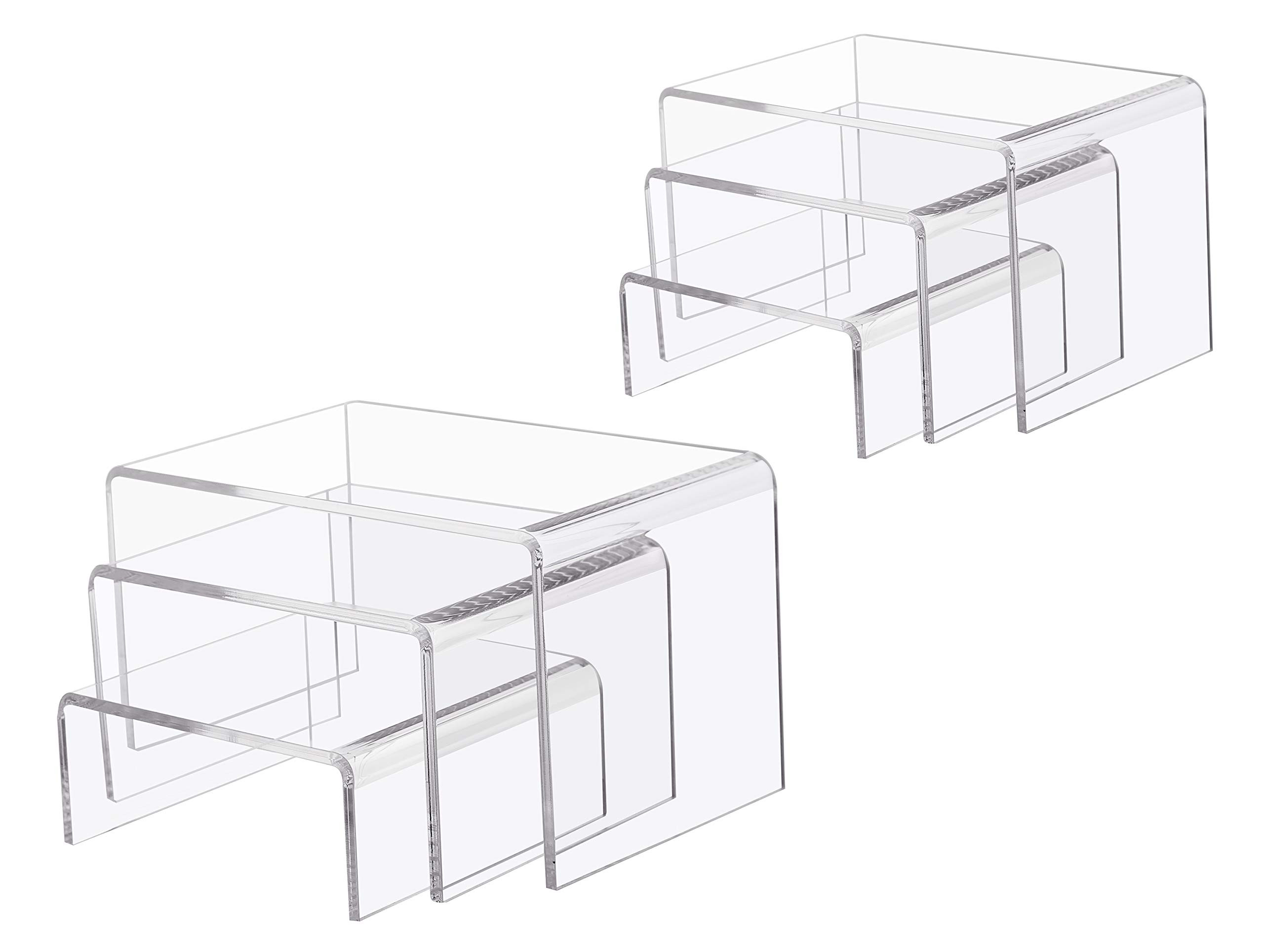 Jusalpha 6 -Piece Strong Clear Acrylic Rectangular Riser For Retail, Shelf Showcase Fixtures for Jew | Amazon (US)