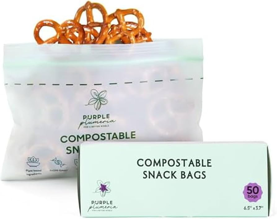 100% Compostable Resealable Food Storage Bags – Biobased, Leak-Proof, Freezer-Safe – Extra St... | Amazon (US)