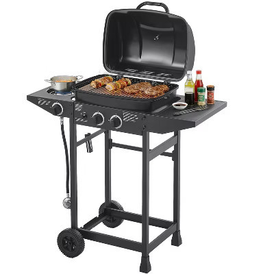 Outdoor Stainless Steel Gas Grill – 2 Main Burners with Side Burner, Includes Enameled Grates & Side Tables for Patio & Backyard | Target